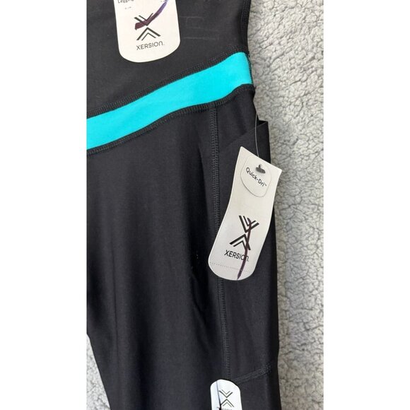 Xersion Women's Cycling High Compression Leggings Black Turquoise Small NWT's. - Picture 6 of 8
